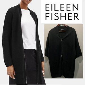COPY - Eileen Fisher Black Oversized Long Silk ZIP-FRONT CARDIGAN medium